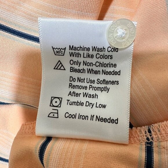 PGA Tour Mens Size S Peach Striped Golf Polo Shirt Official Licensed Product NWT - Picture 6 of 6